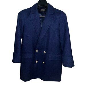 ASM COLLECTION‎ POLYESTER WOMEN NAVY BLUE KNIT PEACOAT MOP BUTTONS MEDIUM LINED